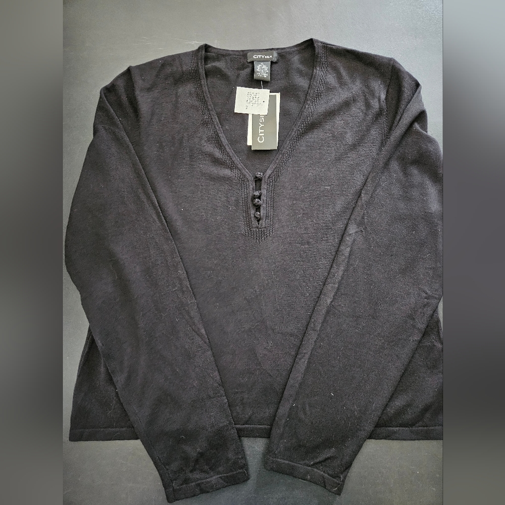 NWT - "City Silk" Silk Blend Black Jersey - Size  XL